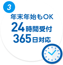 3.年末年始もOK 24時間受付 365日対応